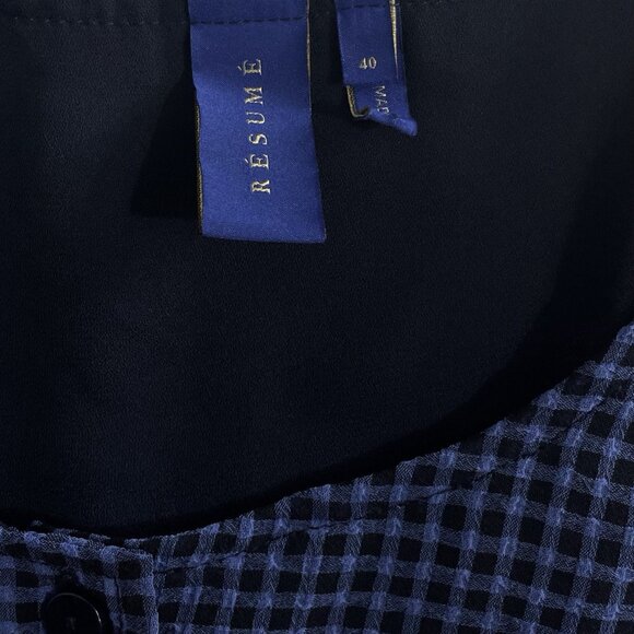 Resume Colorblock Gingham Dress Size 40 Med/LG Tiered Frock Long Sleeves Sophia - Picture 6 of 12